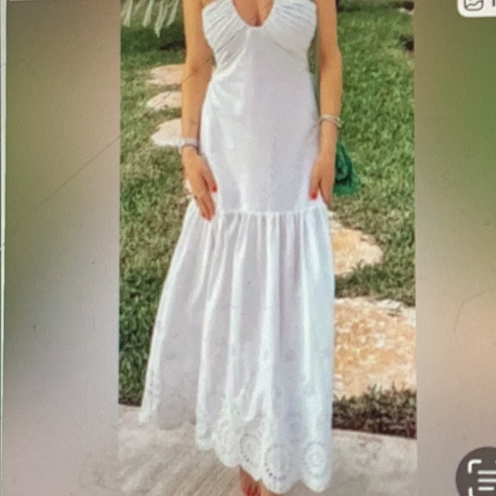 Jason Wu White Maxi Dress with Eyelet Hem